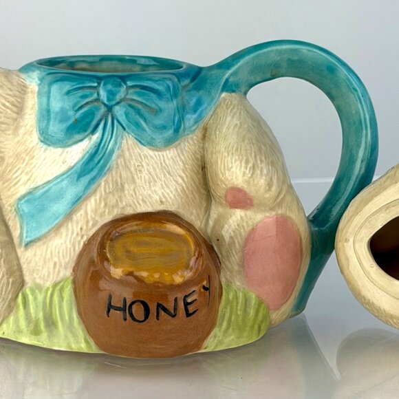 Teddy Bear Honey Pot Teapot with Removable Head Lid Vintage 1980s - Picture 4 of 11